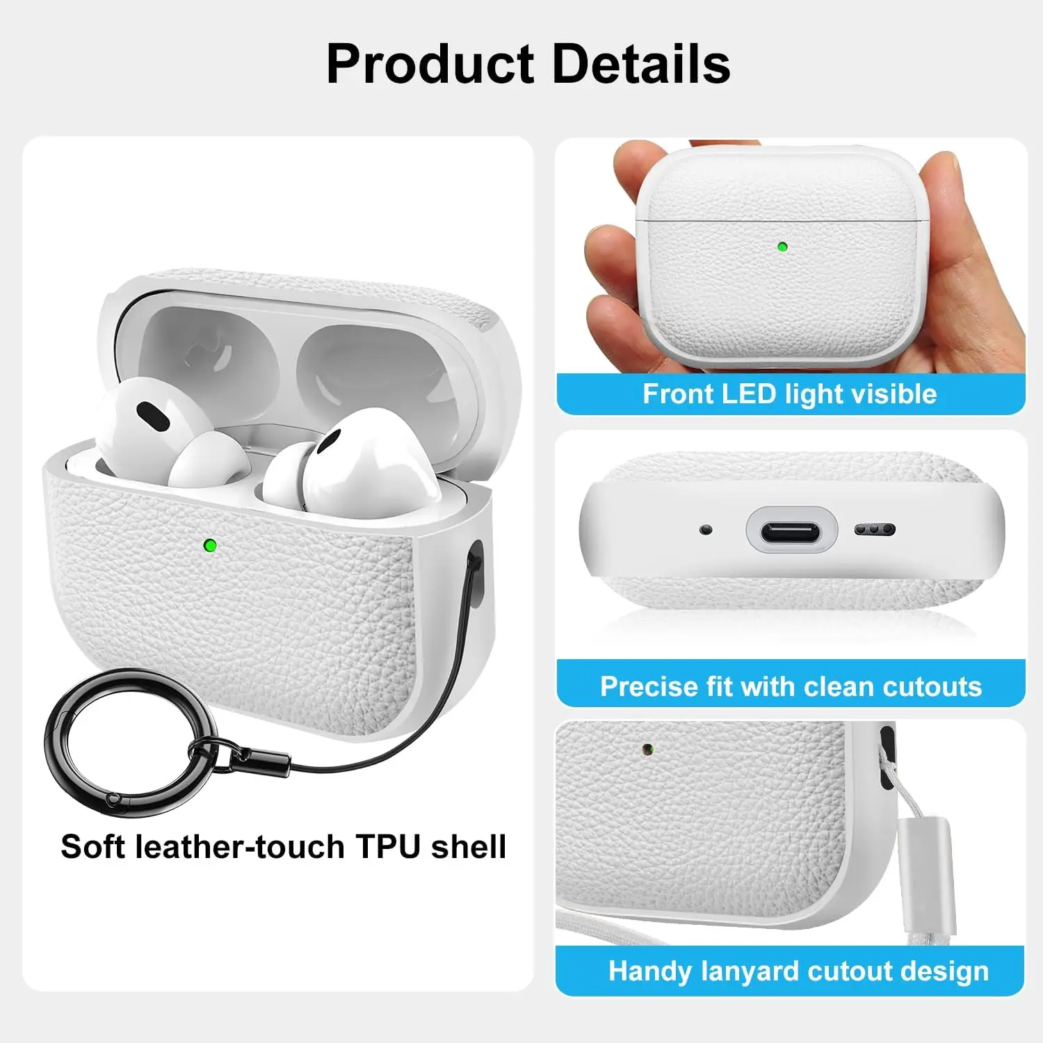 Protective Case for AirPods Pro 3 2025 Leather-Texture TPU Shockproof Cover with Keychain for AirPods Pro3 Gen Cover Sleeve