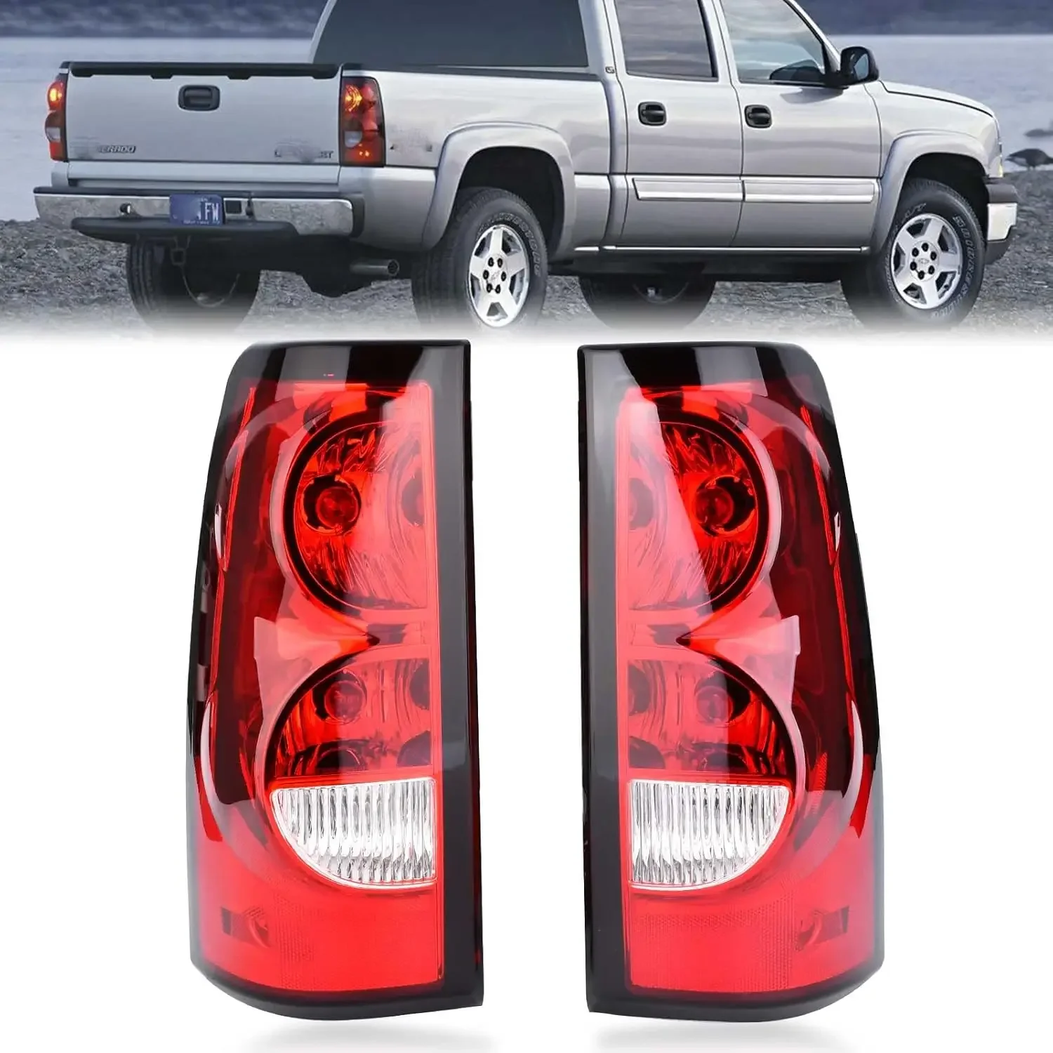 

Автомобильная задняя фонарь, Тормозная лампа для Silverado 2003-2006, красная железная галогенная задняя фонарь с жгутом проводов, светодиодные фонари для автомобиля