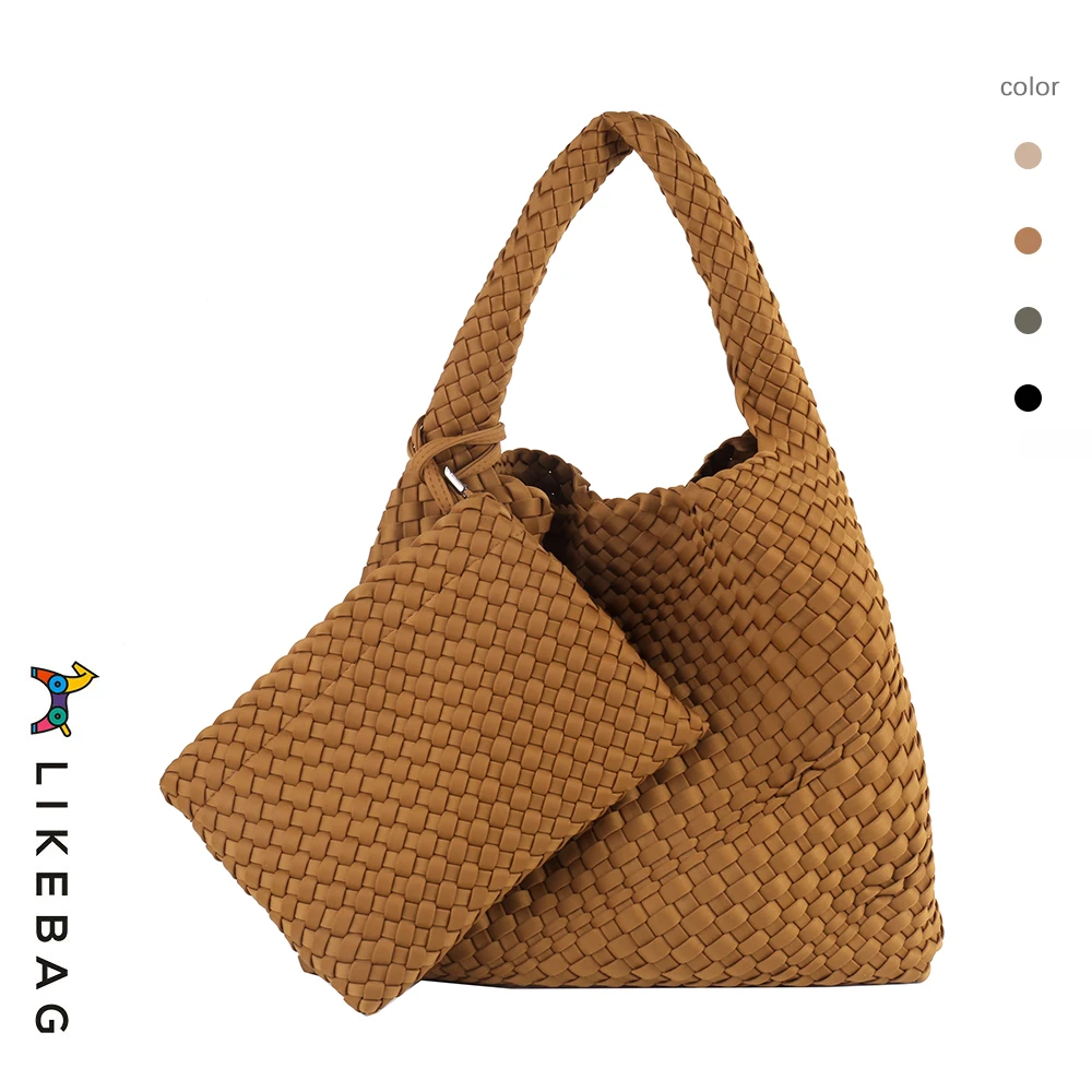 Likebag Fashion Women Woven Bag Shoulder Handbag Neoprene Woven Bag