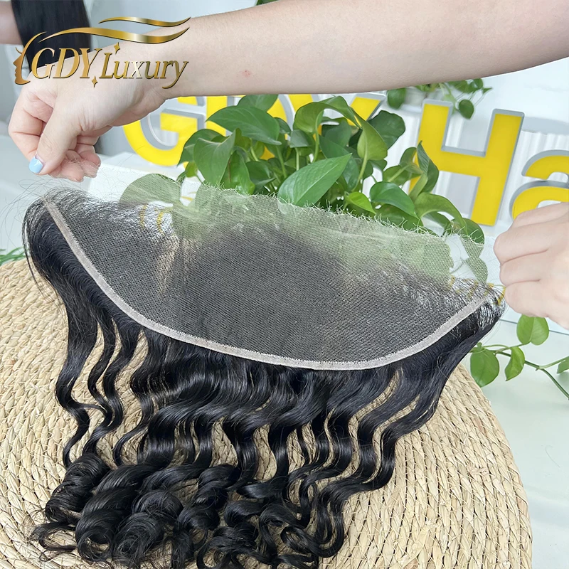 Loose Deep Wave 13x4 HD Lace Frontal Only Pre plucked Invisible Melt Skin Lace 4x4 5x5 Closure Raw Human Hair For Woman #1B