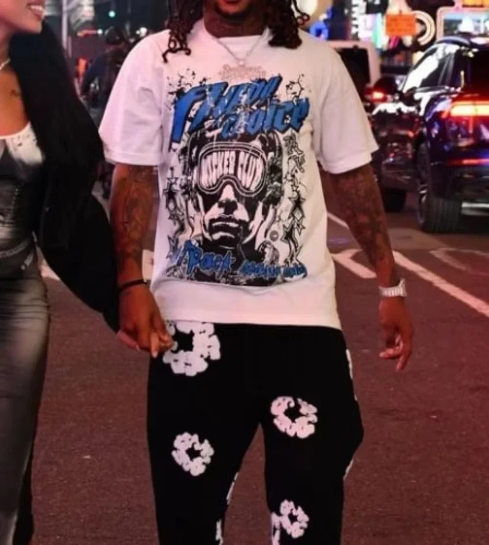 Harajuku Loose Gothic Hip Hop Rock Original Funny Devil Print T-shirt for Man High Quality Summer Cotton Campus Style Couple Top