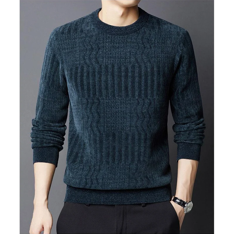 

Autumn Winter Solid Fashion Harajuku Sweaters Men All Match Loose Casual Knitting Tops Long Sleeve Pullover Thick Male Clothes