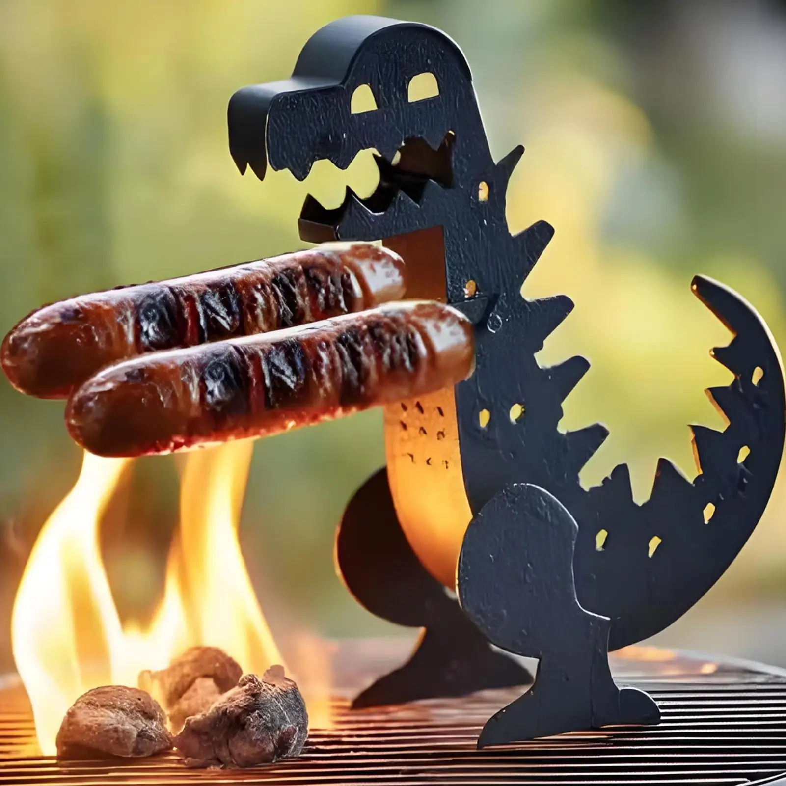 Hot Dog Holder Funny Dinosaur Shape Hot Dog Rack Reusable Barbecue Skewers Funny Hot Dog Griller Grilling Cookware & Rotisseries