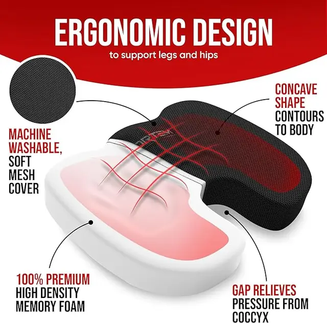 Coussin de siège en mousse à mémoire de forme pour le bureau à domicile Coccyx chaise orthopédique coussin de massage coussin de siège en mousse à mémoire de forme pour le bureau à domicile Coccyx Ort 3
