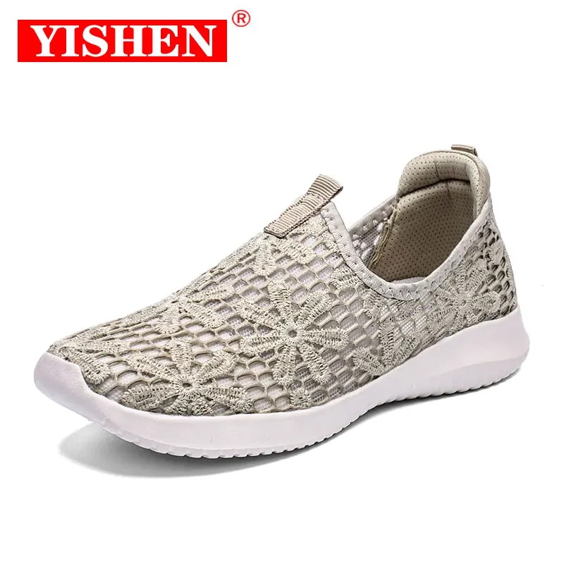 

YISHEN Women Casual Shoes Flats Hollow Outs Breathable Lace Slip On Loafers Sneakers Woman Shoes Summer Zapatos Planos De Mujer