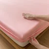 Waterproof Fitted Sheet Single Double Queen Size Mattress Cover Solid Color Fit Sheet 80x200 180x200 With Elastic Band Bed Sheet 3