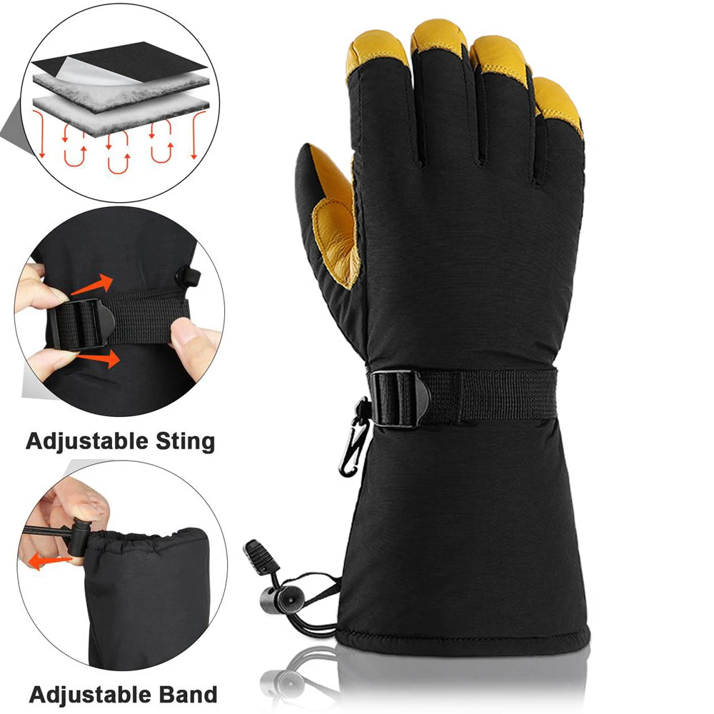 OZERO Ski Gloves Winter Waterproof Snowboard Snowmobile Skiing Motorcycle Riding Warm 3M Thermal Women Men Large Size 5 Fingers 4