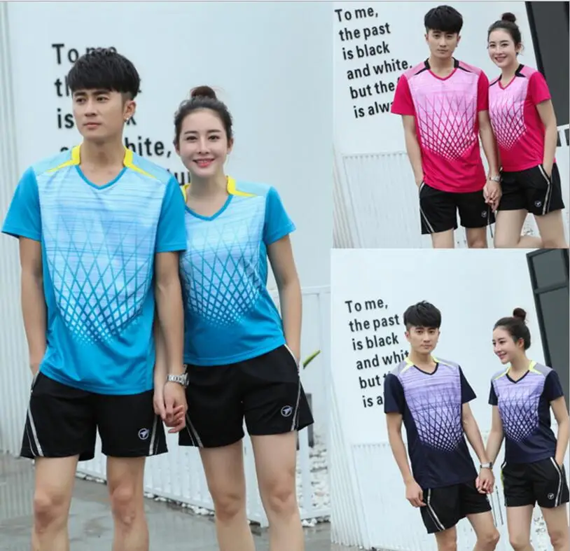 New women/men Badminton men sport t-shirts sets,Men Tennis Shorts polyester Breathable table tennis Sport jersey +shorts sets