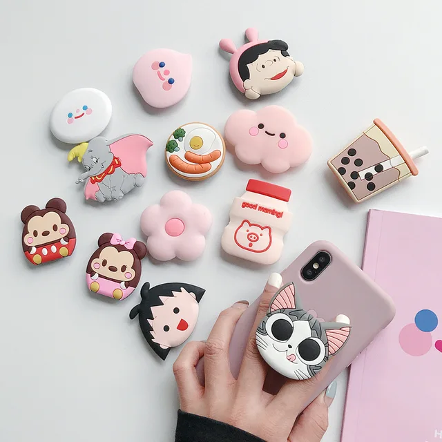 Cartoon Mobile Phone Bracket Detachable Sticker Animal Expanding Stand Finger Holder For iPhone Huawei Xiaomi Phone Accessories 5