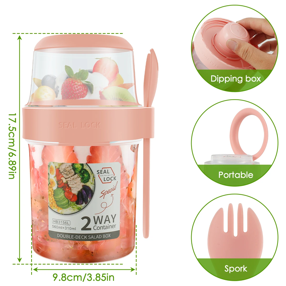 4Pcs Overnight Oats Container with Spoon 13.5oz Leakproof