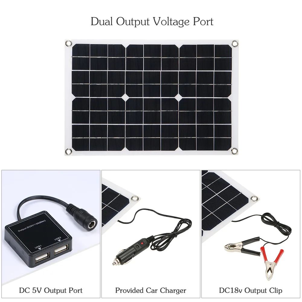 1200W 태양 전지 패널 12V 배터리 충전기 듀얼 USB 10A-60A 컨트롤러 태양 전지 야외 캠핑 전화 자동차 요트 RV 하이킹