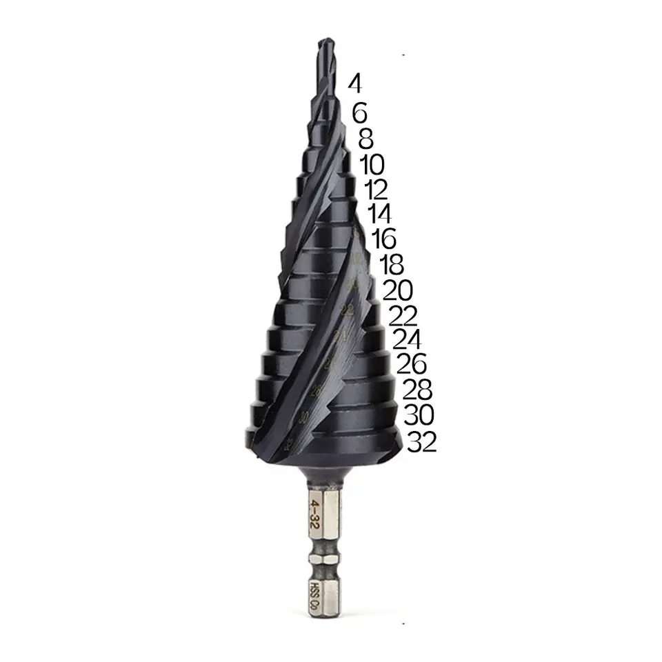 M35 Cobalt Step Drill Bit Set, TiAlN Coated Unibit Metal Hole Cutter 1 8 7 8 3pcs High Speed Steel With 4 Spiral Flutes Hex Shank For Stainless Steel Wood Plastic
