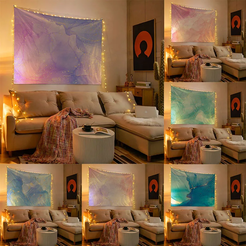 

Tapestry Gilt Color Wall Decor Marble Watercolor Home Living Room Hanging Background Cloth