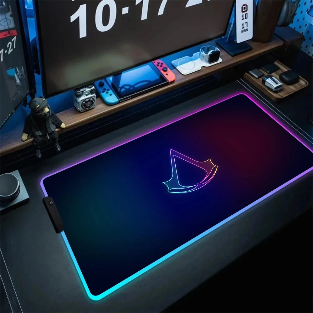 

RGB A-Assassin S Creeds Mouse Pad Anime Backlight Desk Mat Gamer PC Computer Xxl Keyboard Carpet Gaming Accessories Mousepad LED