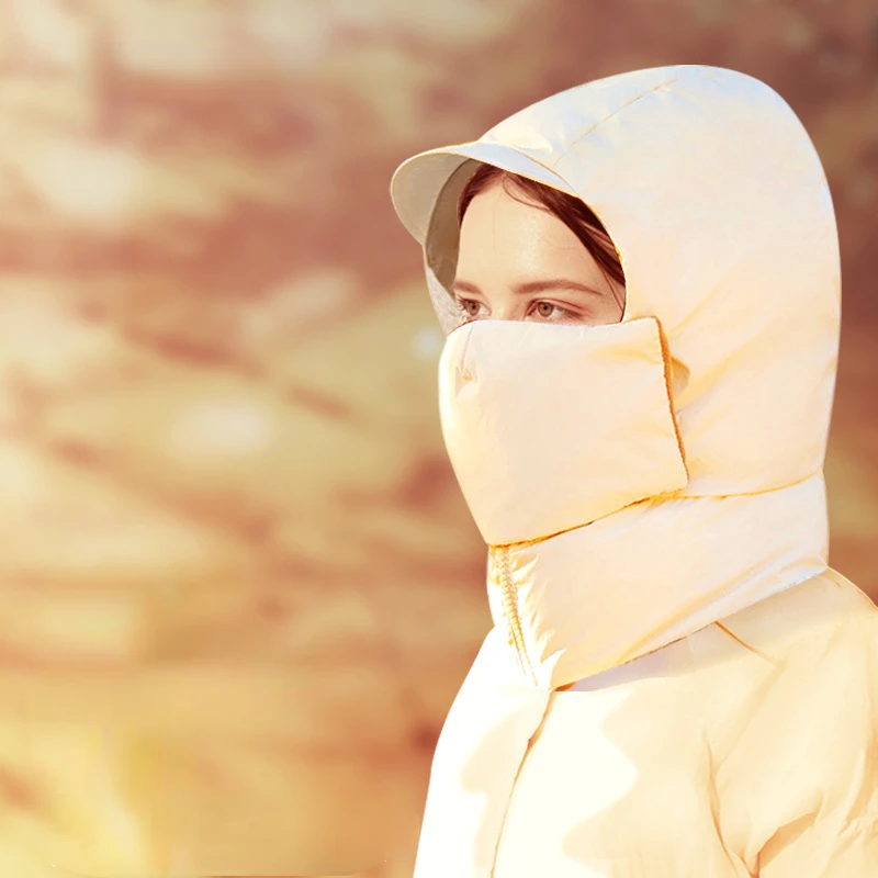 

New integrated windproof and cold-proof Lei Feng cap double protection warm hat winter cycling riding cap ear protection scarf