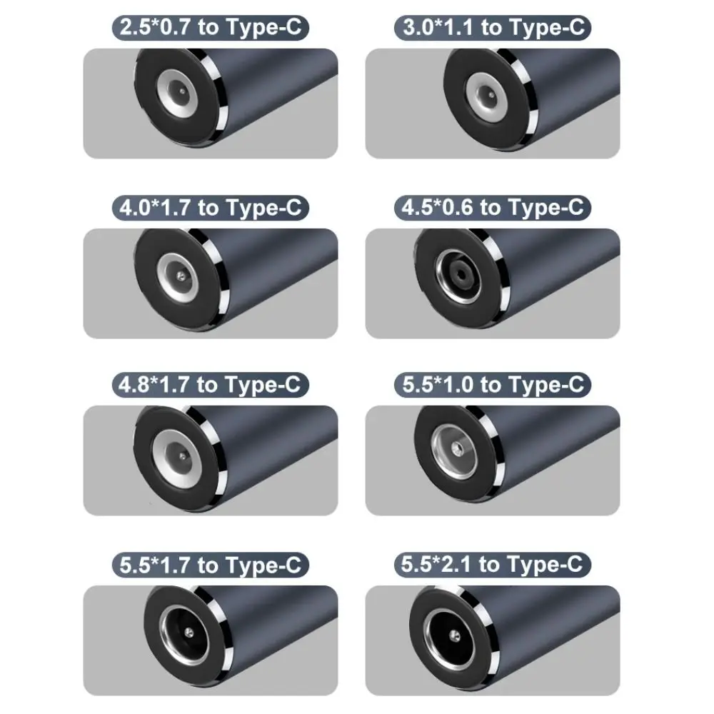 노트북 충전 케이블 스퀘어 마우스 휴대폰, 레노버, HP, 삼성용, DC to C타입 컨버터, PD 100W, 5.5x2.5, 7.4x0.6, 5, 9, 20V