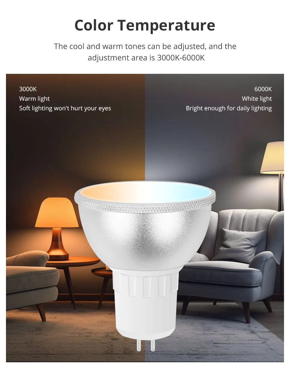 Zigbee GU5.3 Smart LED Spotlight RGBCW Dimmable Light Bulb Work with Tuya Alexa