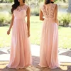 2025 Women Elegant Lace Patchwork Long Dress Female Solid Wedding Bridesmaid Party Maxi Dress Robe Femme Vestidos Dresses S-5XL