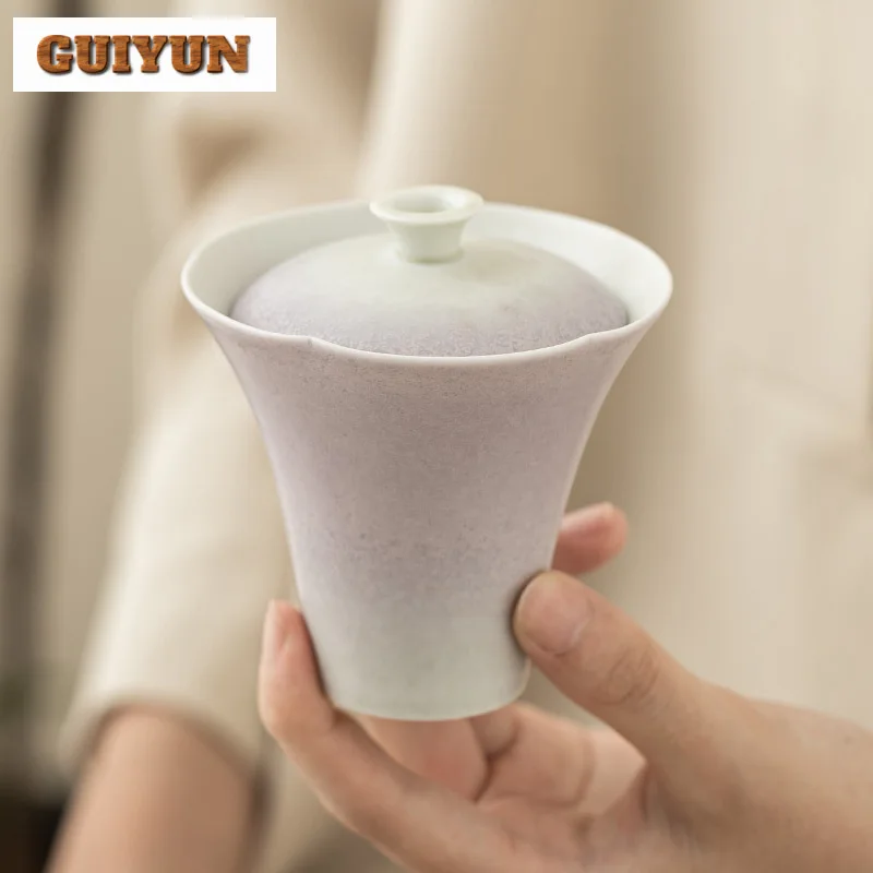 110ml Kiln Fambe Glaze Handmade Cover Bowl Chinese Style High-end Gaiwan Vintage Tea Tureen Tea Maker Teaware Decoration Gifts
