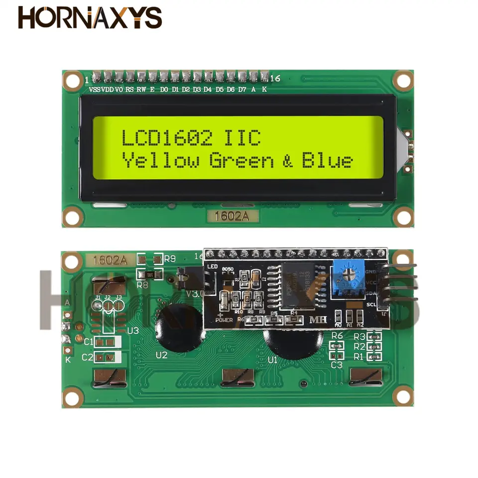 LCD1602+I2C Module Blue/ Yellow Green Screen 16x2 Character LCD Display PCF8574T PCF8574 IIC I2C Interface 5V image 3