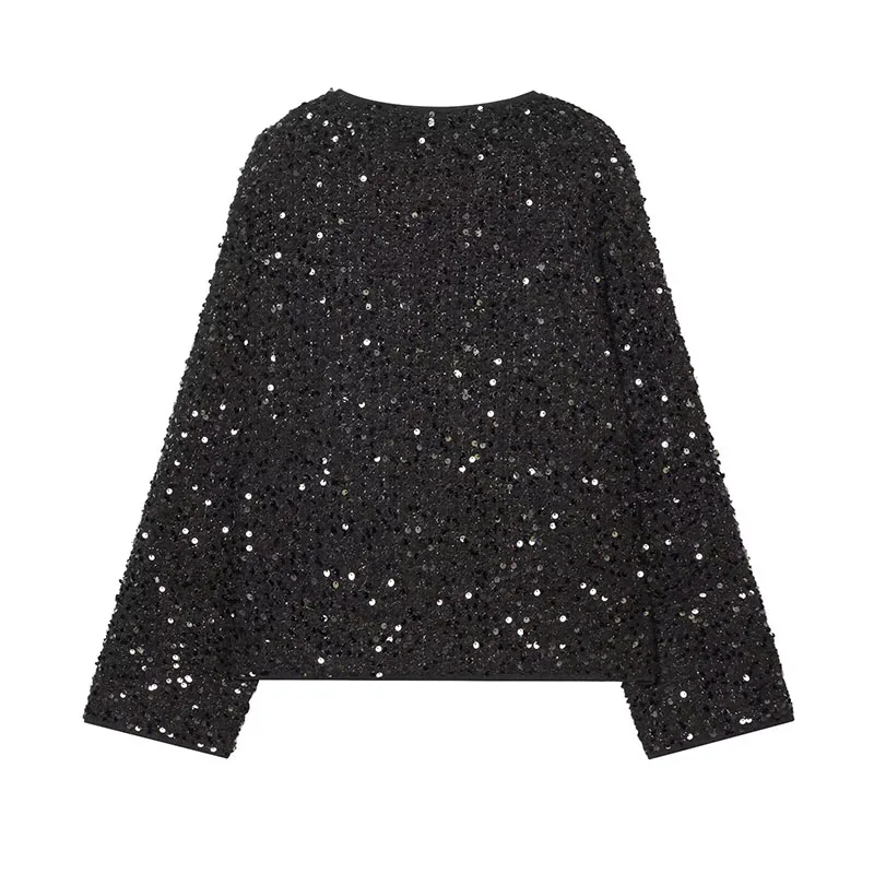 Spring Autumn Jacket New Fashion Sequin Elegant Coat Long Sleeve Jackets For Women Streetwear Chic Casual Outerwear ﻿