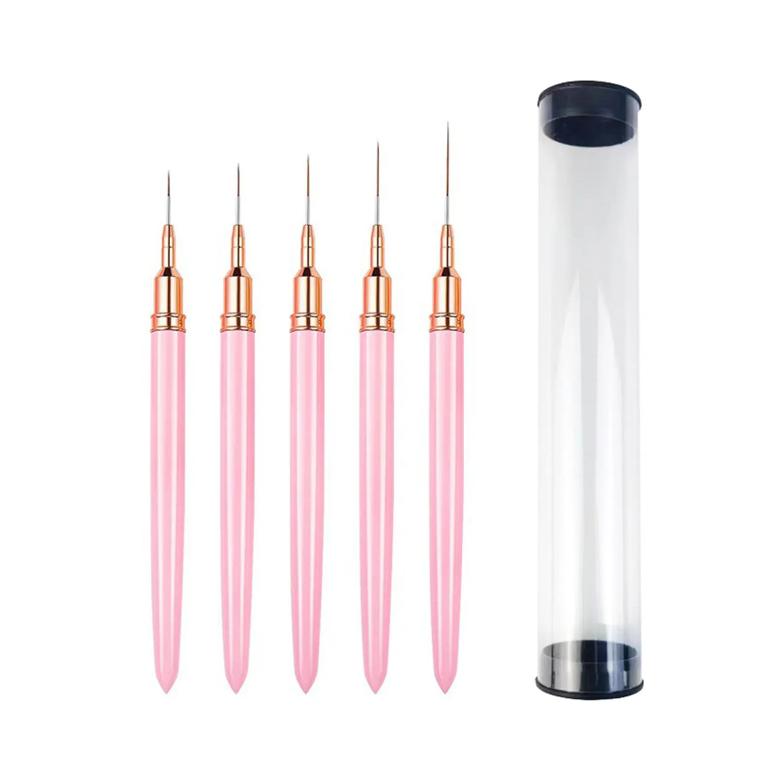 

5pcs/set Elongated Home Salon DIY Gifts UV Gel Painting Metal Handle Nail Art Liner Brush Striping Super Fine Drawing Pens