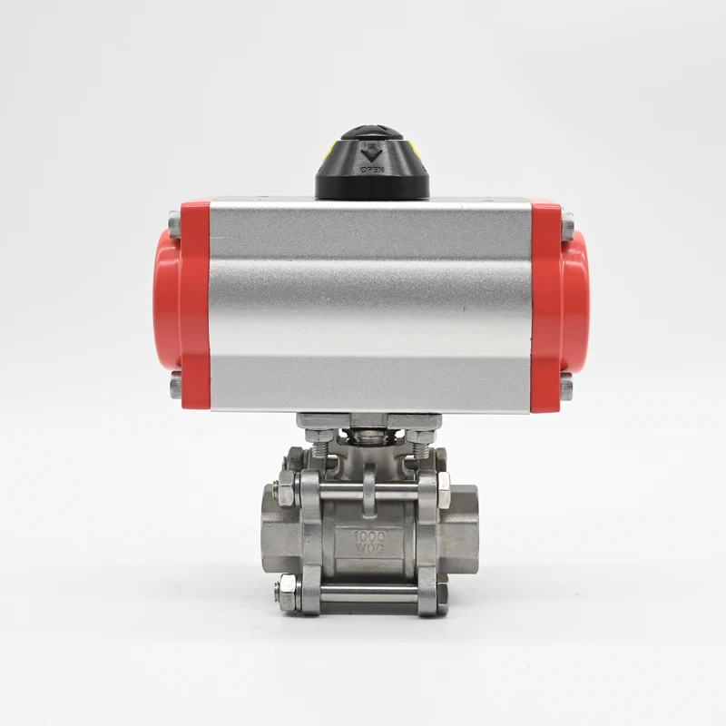 JTAIV Double Acting Stainless Steel Air Water oil Control 3PC Pneumatic threaded Ball Valve water valve with air valve