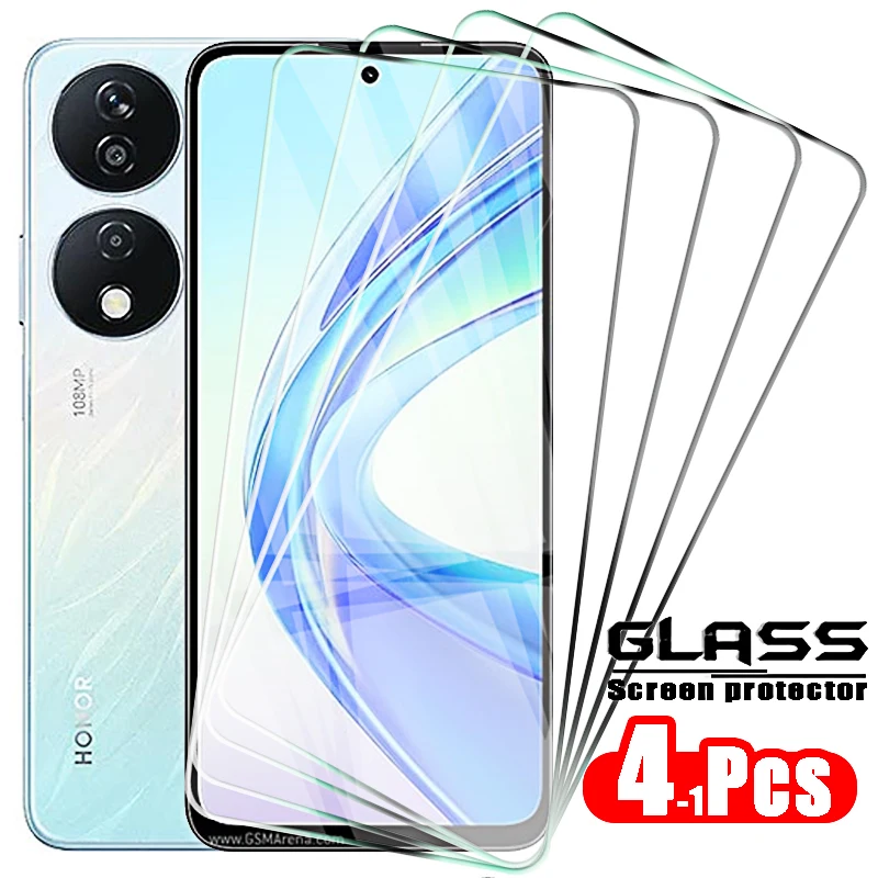 

4-1pcs Tempered Glass for Honor X7b Protective Glass X5 X6 X7 X8 X9 X6a X8a x8b X7a 90 70 Lite Full Cover Screen Protector Film