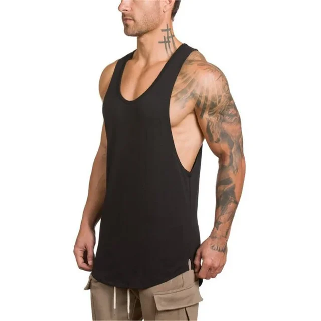 Plain Vests Cotton Breathable Sleeveless T-shirts Gym Fitness Bodybuilding Training Clothing Mens Running Sport Muscle Tank Tops 3