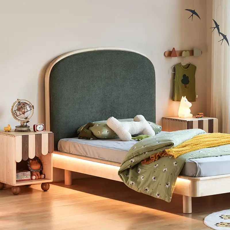 Solid wood children's bedside table Modern simple bedroom storage cabinet Nordic color matching locker