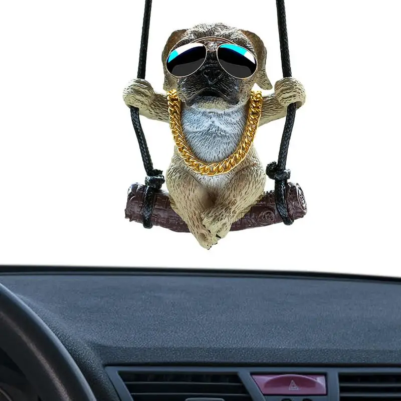 

Pug Car Hangings Ornament Cool Dog Resin Pendant Relieve Visual Fatigue French Bulldog Pendant Charm Decoration Easy