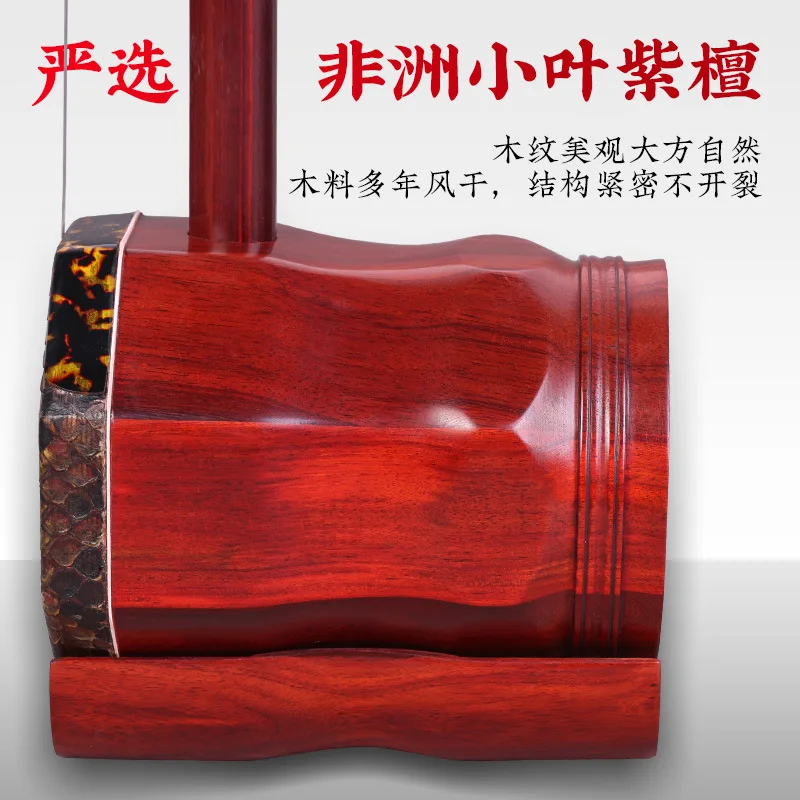Professional ZhongHu African Sandalwood Midrange Erhu Front Regular Octagonal Rear Round Performance Exam Redwood Zhonghu