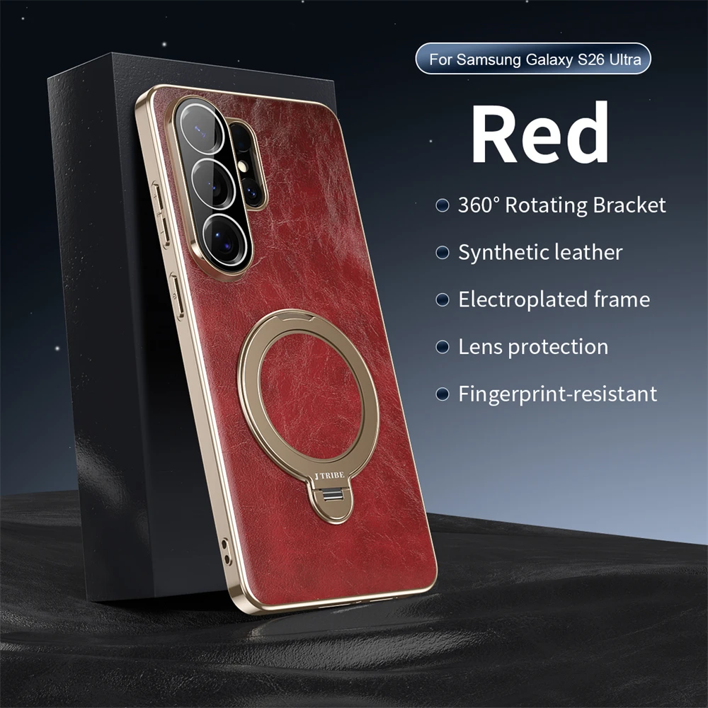 Premium 360° Rotating Leather Case with Metal Stand - Magnetic Shockproof Cover