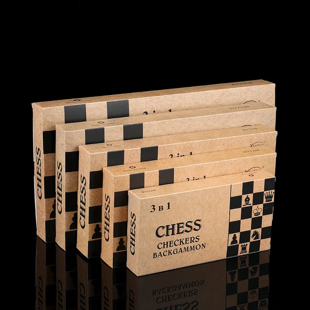 Newest Hot Foldable 3 in 1 Wooden Puzzle Chess Game Toy Chess Backgami Checkers Western Chess Set 24/29/34/39/44CM - Image 3