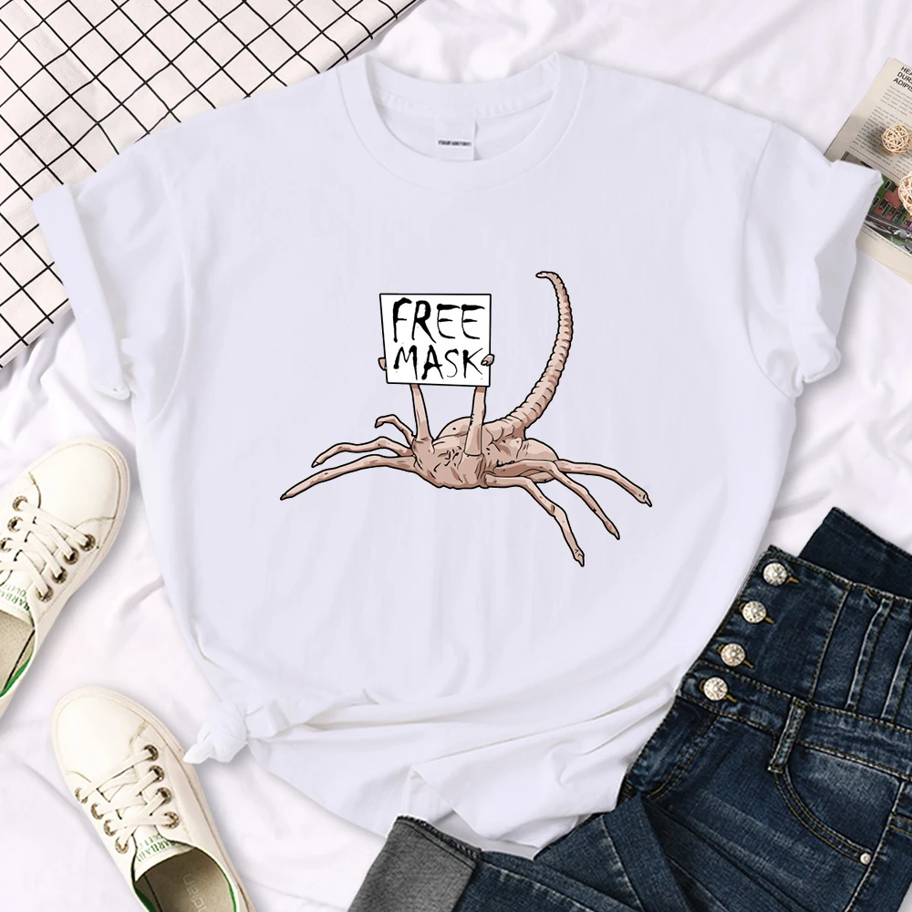 Alien Facehugger Horror Women's Tee Shirts Classic Womenswear Summer t-Shirts Anime Basic Clothes Oversize Women's Tees Shirts