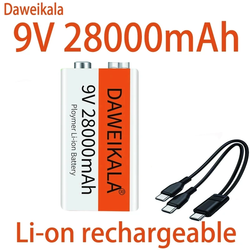 Rechargeable Battery ultimeter rechargeable lithium-ion battery 9V battery mAh mini USB toy microphone remote control KTV use 28000