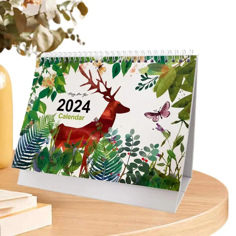 

Table Top Decor Desk Calendar 2024 Standing Desktop Calendar-2024 Calendars Office Home Desk Decoration
