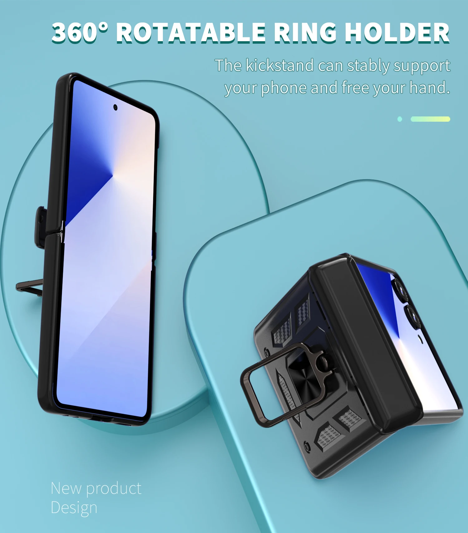 Shockproof Armor Ring Phone Case with Hinge Connection