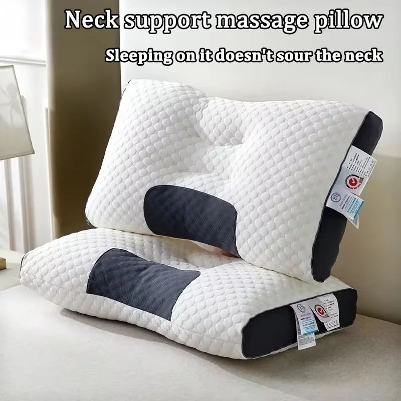 Neck Pillow Help Sleep and Protect The Pillow Neck Cervical Orthopedic Household Soybean Fiber SPA Massage Pillow for Sleeping