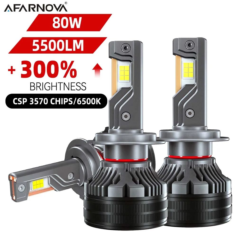 

Afarnova P7Q 80W 5500LM H4 LED Headlight Bulb H1 H3 H11 H7 9005 9006 Lamp Fog Bulb 3 Copper Tube Lights Auto 12V