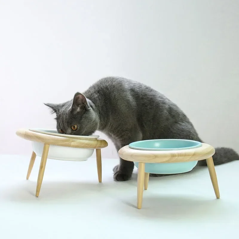 Elevated Cat Ceramic Bowls Height Adjustable Small Dog Food Water - PeticaDeals
