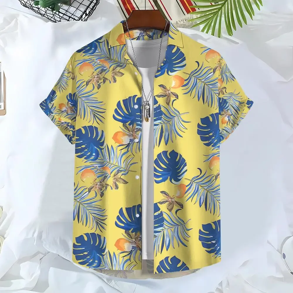 

Men's Hawaiian Shirts 3D Print Plants Graphics Fashion Button Short Sleeve Lapel Streetwear Hawaiian Blouse Shirt for men Summer