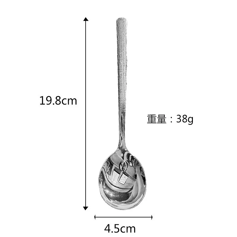 Household Round Head Stainless Steel Spoon Korean Style Long Handle Spoon Dessert Dining Spoon Drop-resistant and Reusable images - 6
