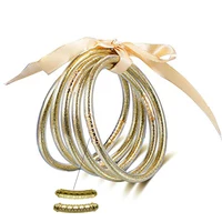 Luxury Glitter Jonc Buddhist Rush Bracelet Bangles Boho Beach Surf Bangles 100% Waterproof  Female Pure Life Friendship Bangles 1