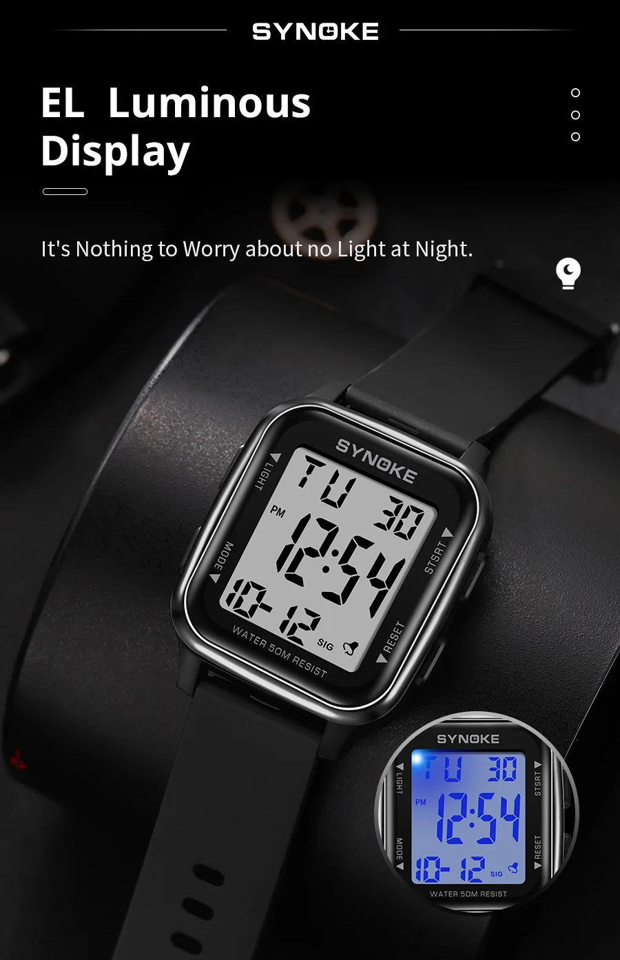 Synoke outdoor militär digital uhr neu für männer mode retro herren uhr sport wasserdicht herren uhr multifunktion ale leuchtend – Detail 7