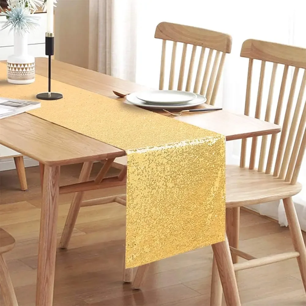 Table Runner Glitter Gold Sequin Wedding Table Runner for Wedding, Bridal Baby Shower, Event Party Cake Table Decorations 2