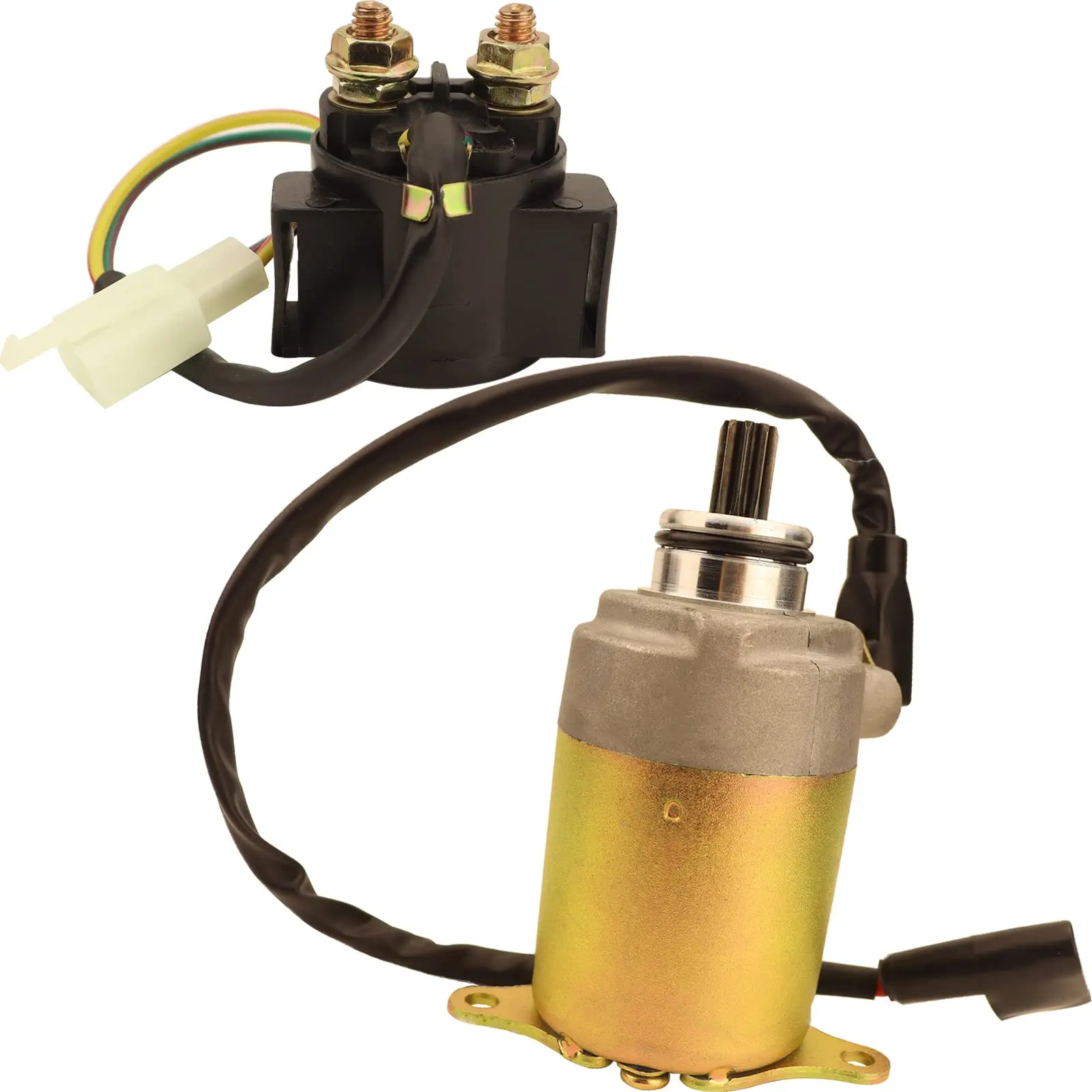 Starter Motor and Solenoid Relay for GY6 Engine 125CC 150CC ATV Scooter Moped ATV Dirt Bikes Go Karts Quad 4 Wheelers Taotao