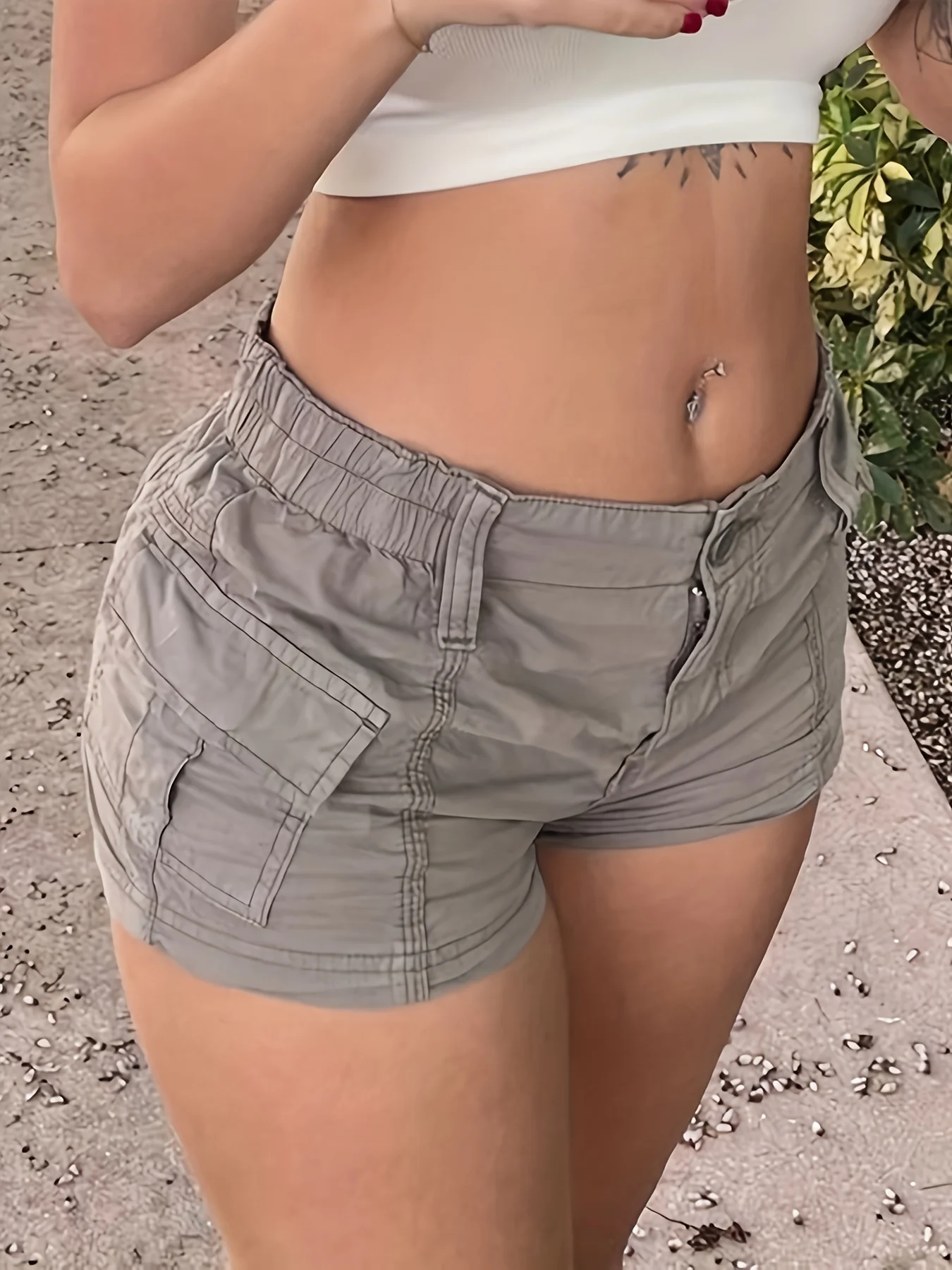 Sexy casual women's overalls pocket shorts