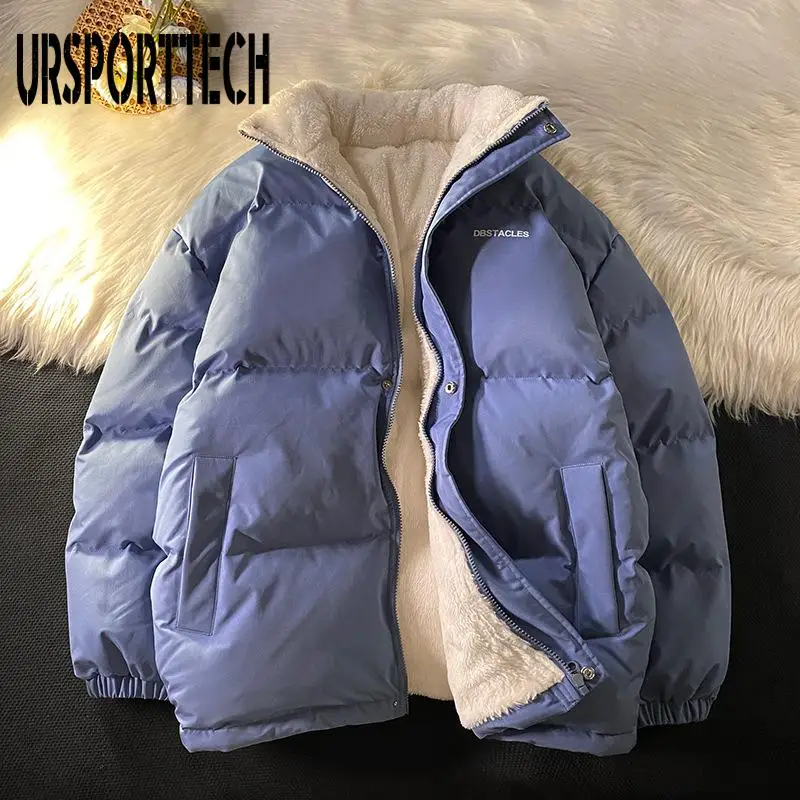 Giacca Invernale Uomo Streetwear Parka Piumino Uomo Tinta Unita Cappotto Imbottito Uomo Donna Caldo Pile Parka Cappotto Uomo Soprabito