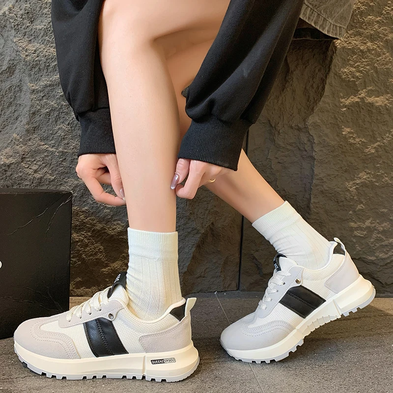 Women's Trendy Casual Shoes Spring 2024 Street Style Korean Ladies Version Gump Sneakers Female Running Shoes Height Increasing